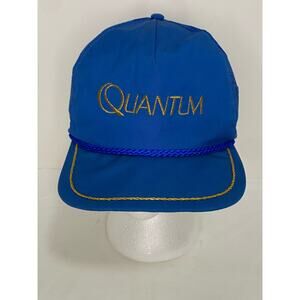 Vintage Quantum Snapback Cap Blue Reels Fishing Made in USA Adjustable One Size